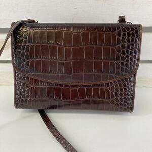 BRIGHTON SMALL BROWN ANIMAL PRINT CROSSBODY BAG WITH POCKETS